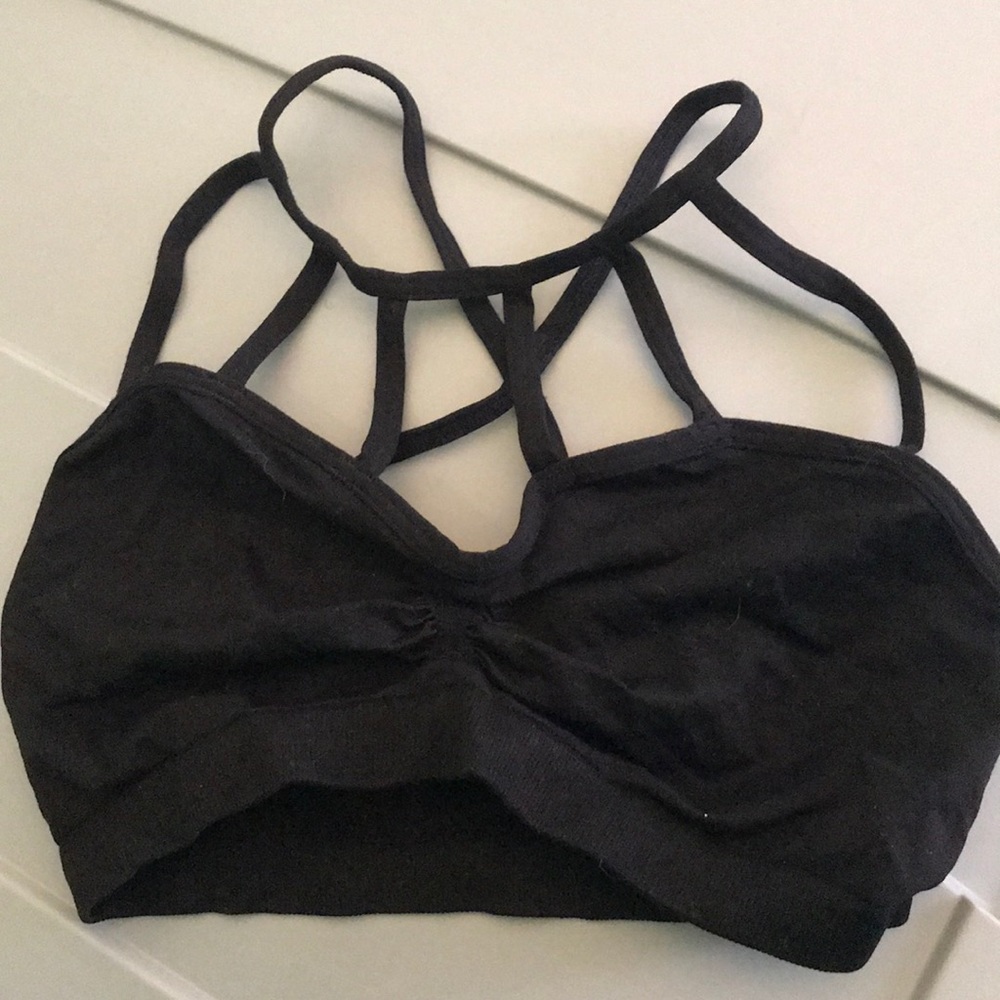 High neck strappy black bralette